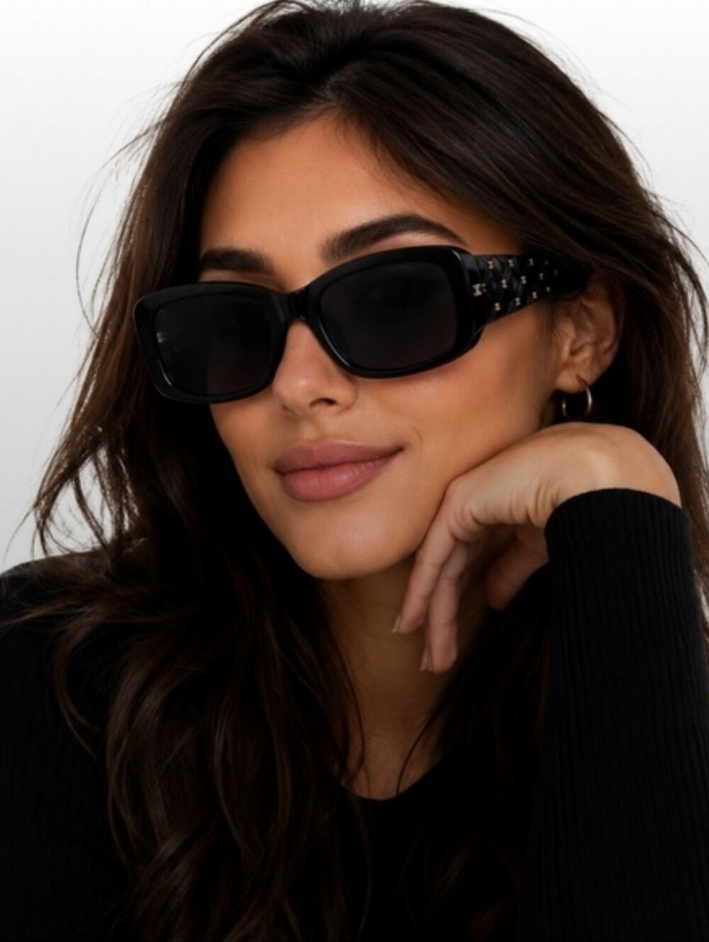 CHANEL Black Rectangle Women's Sunglasses Authentic.